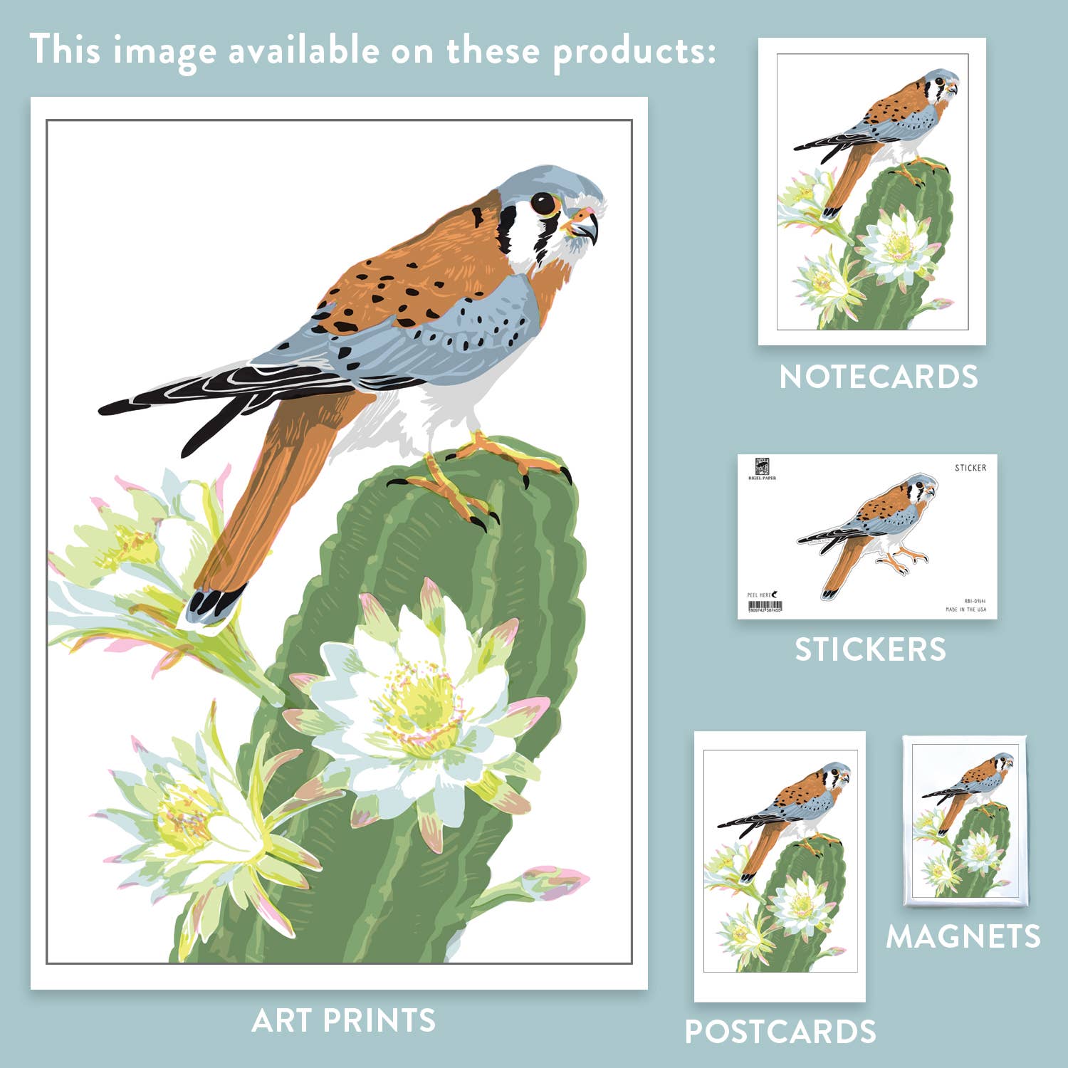 Kestrel Bird & Cactus Magnet Kestrel Bird & Cactus Magnet
