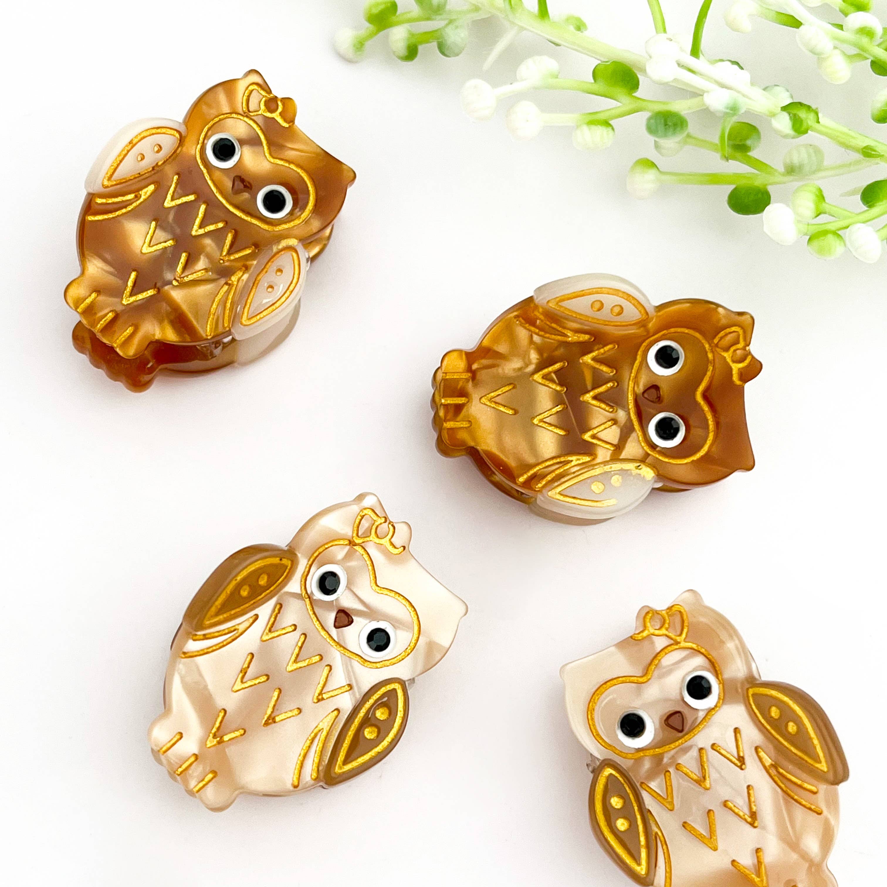 Light Grey Mini Owl Hair Clip
