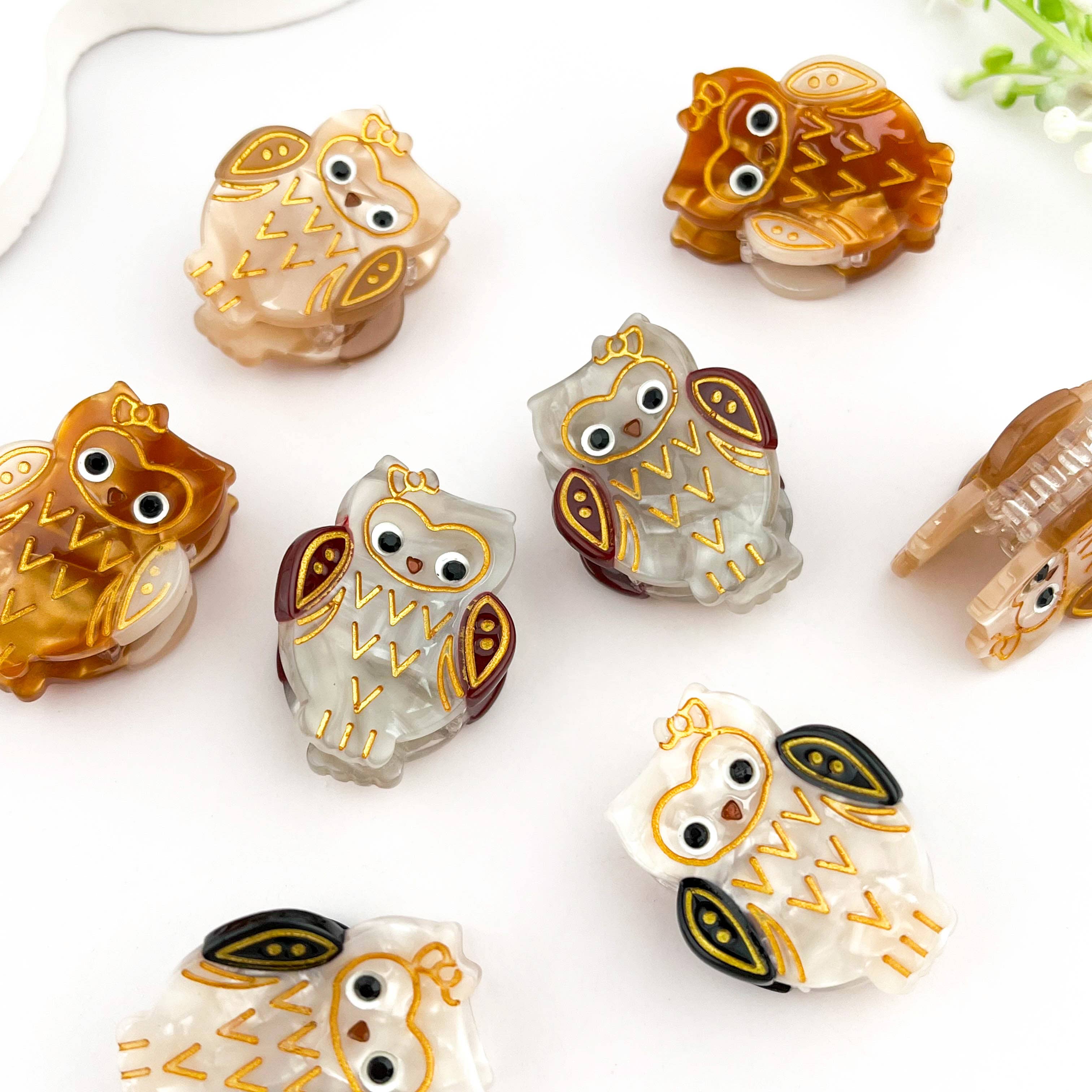 Light Grey Mini Owl Hair Clip