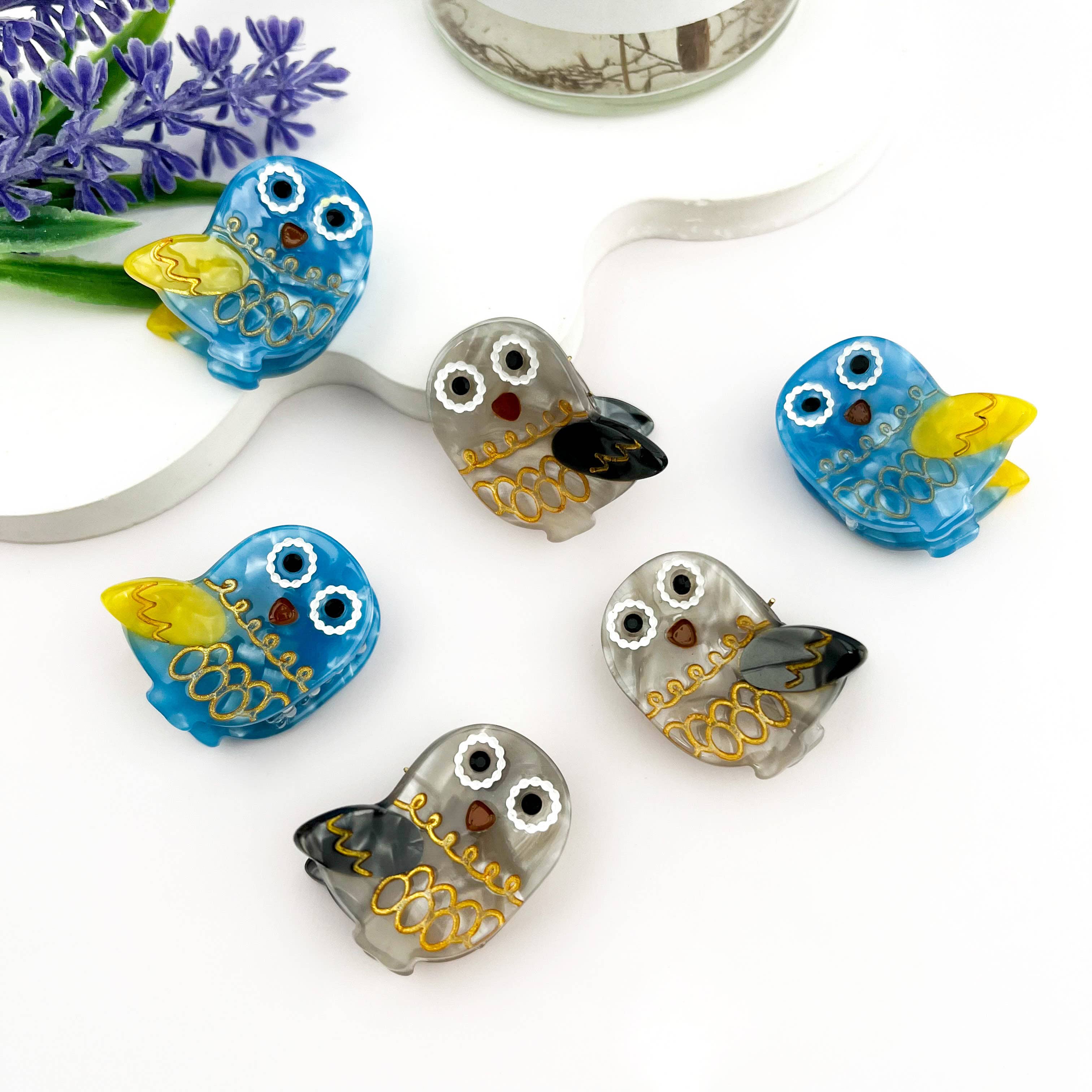 Grey Mini Owl Hair Clip
