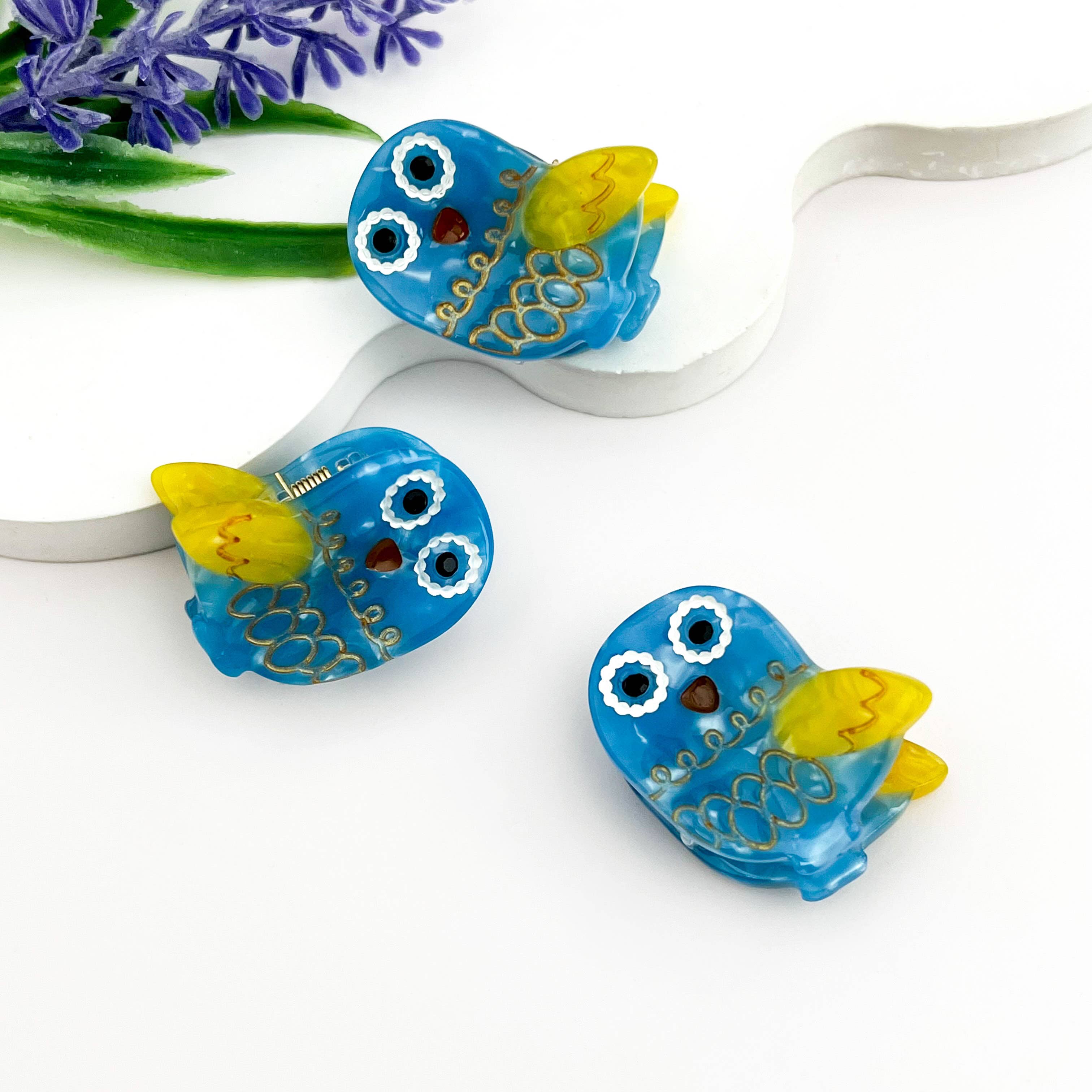 Grey Mini Owl Hair Clip