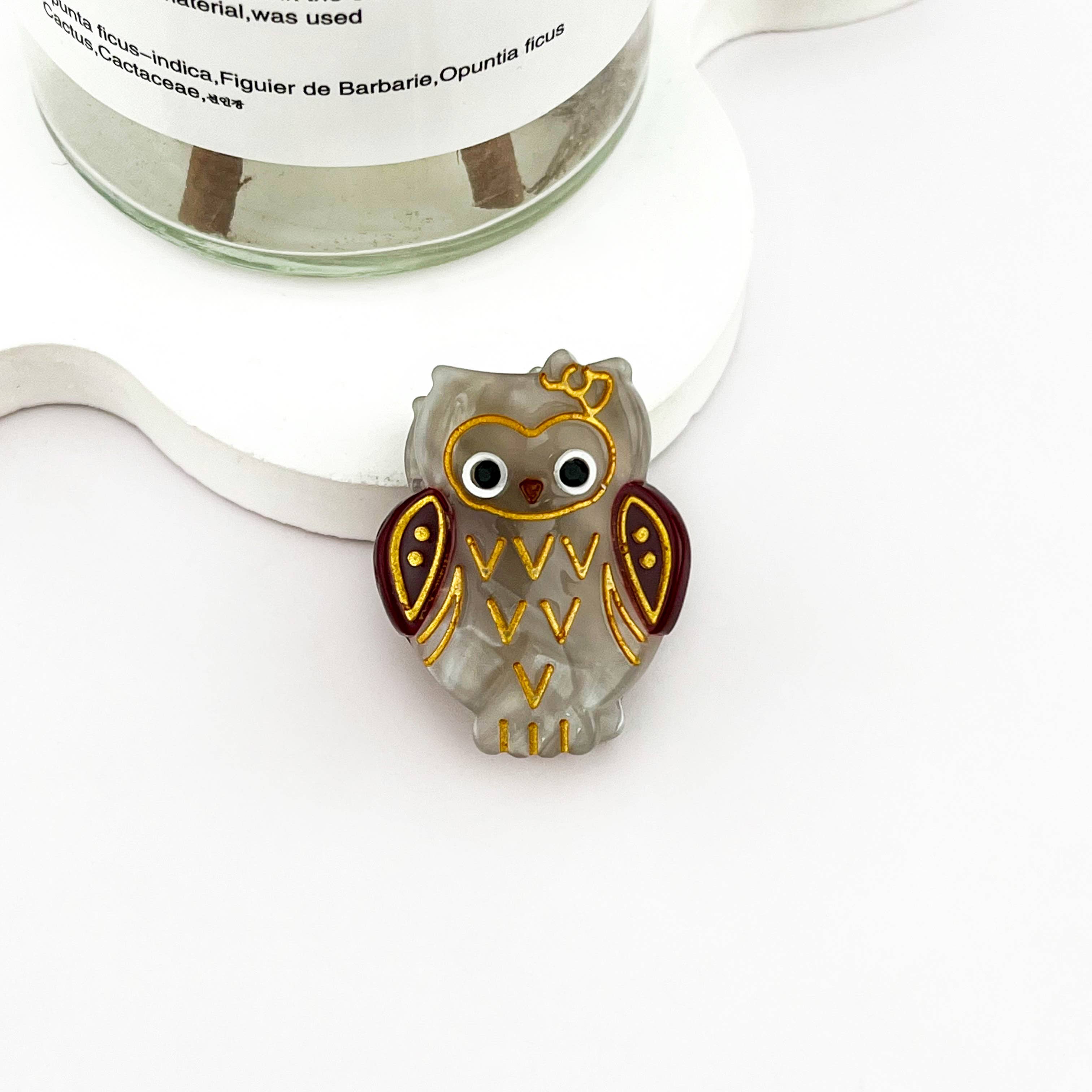 Light Grey Mini Owl Hair Clip
