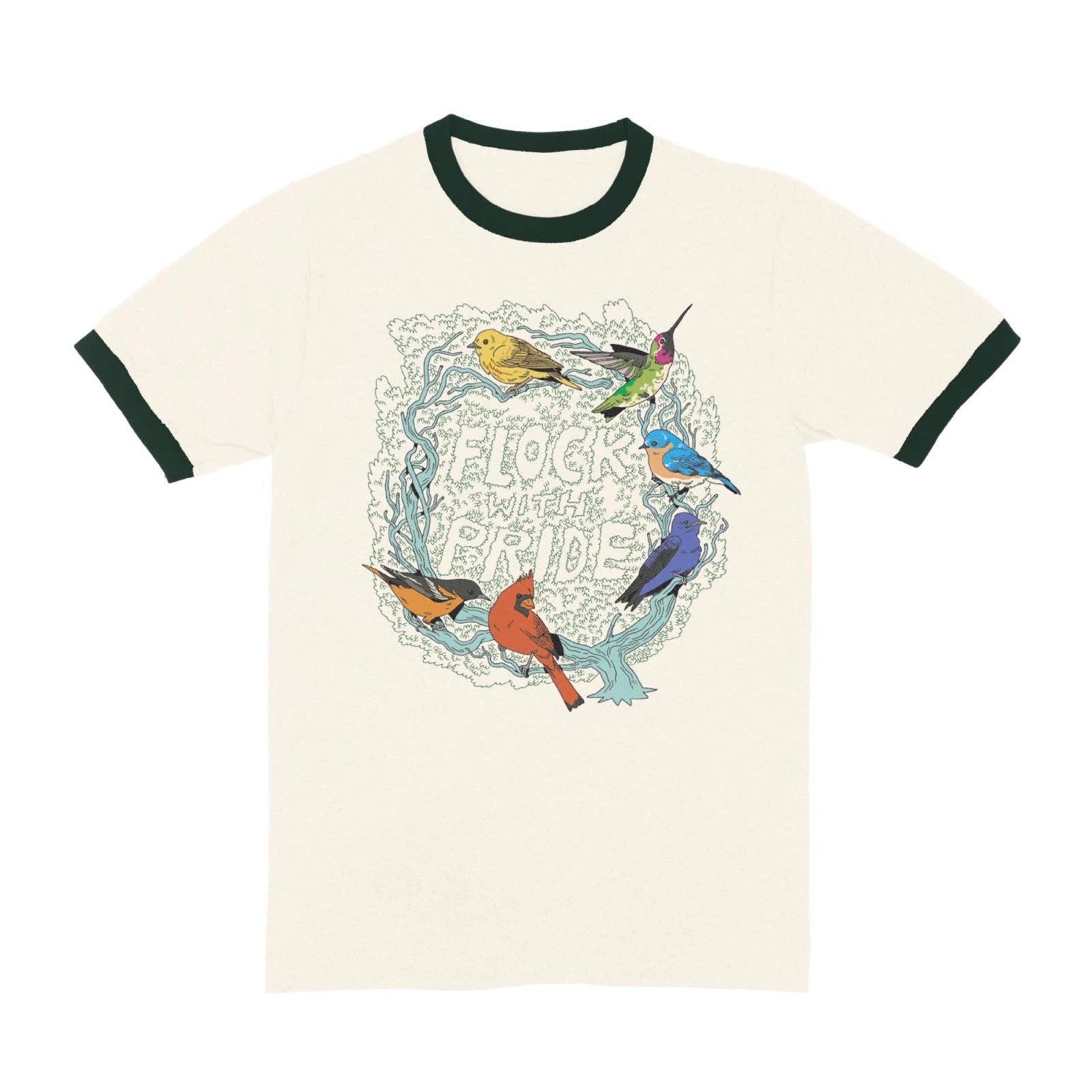 Flock With Pride Ringer Tee: Ivory