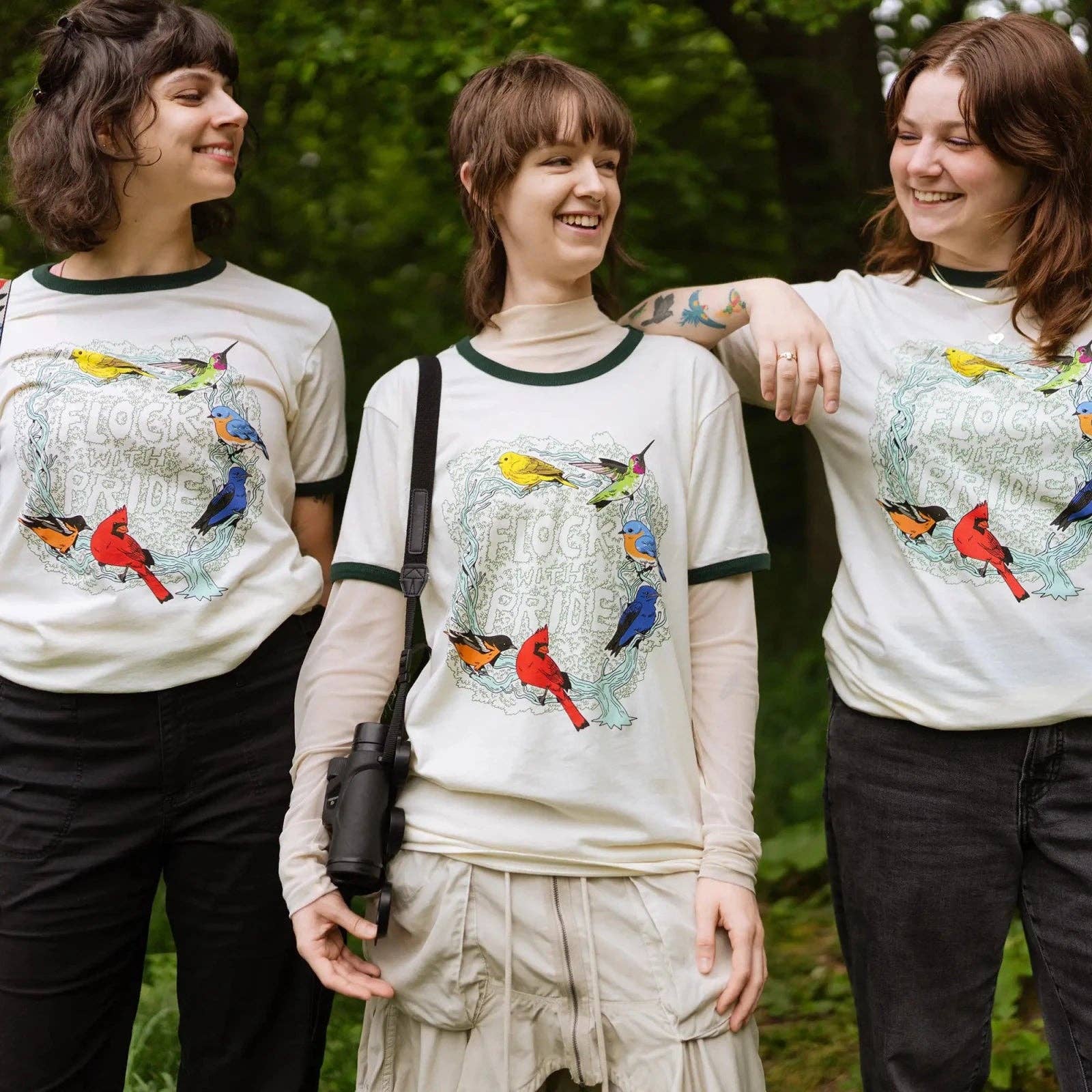 Flock With Pride Ringer Tee: Ivory