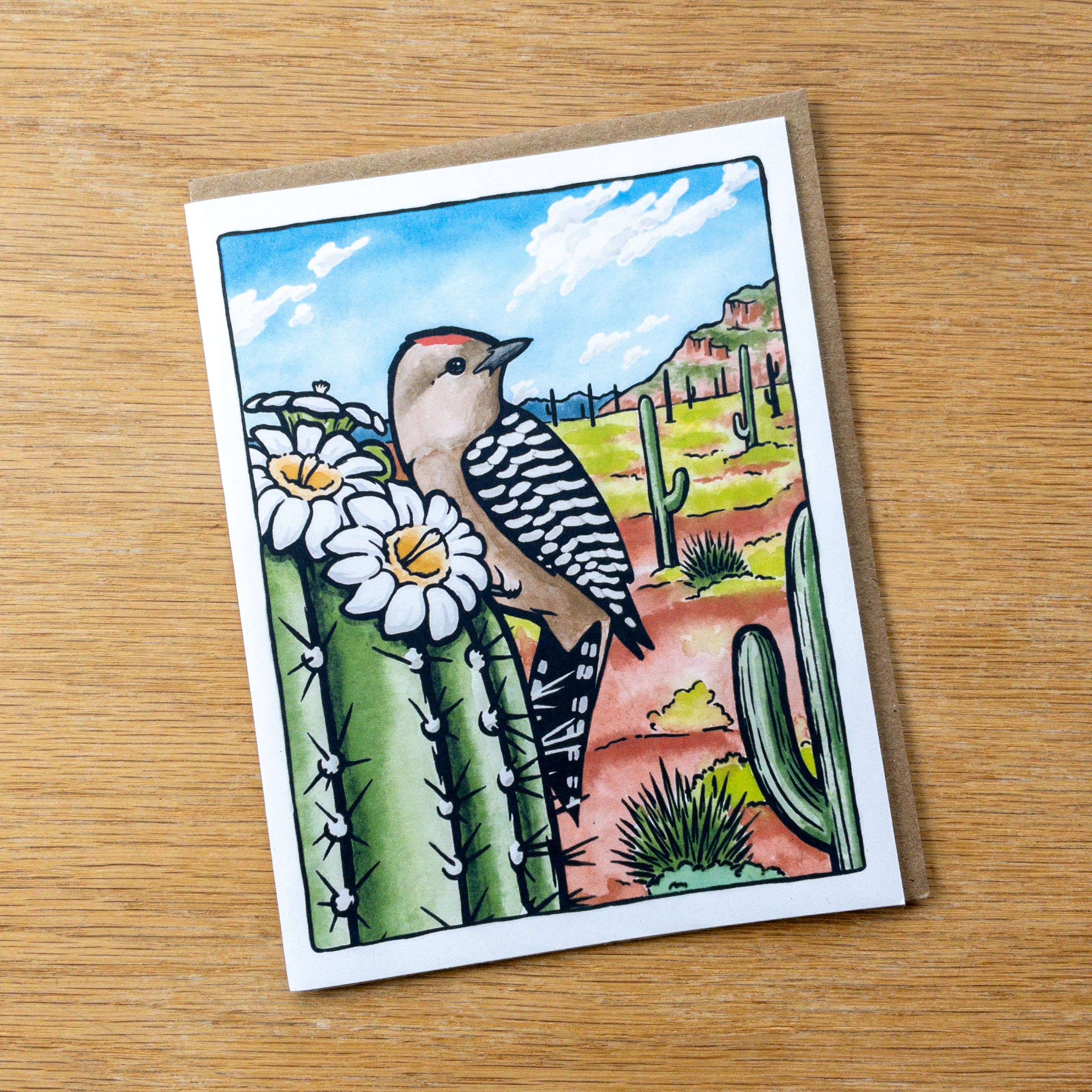 Gila Woodpecker Greeting Card 100% Recycled Paper: Packaging free