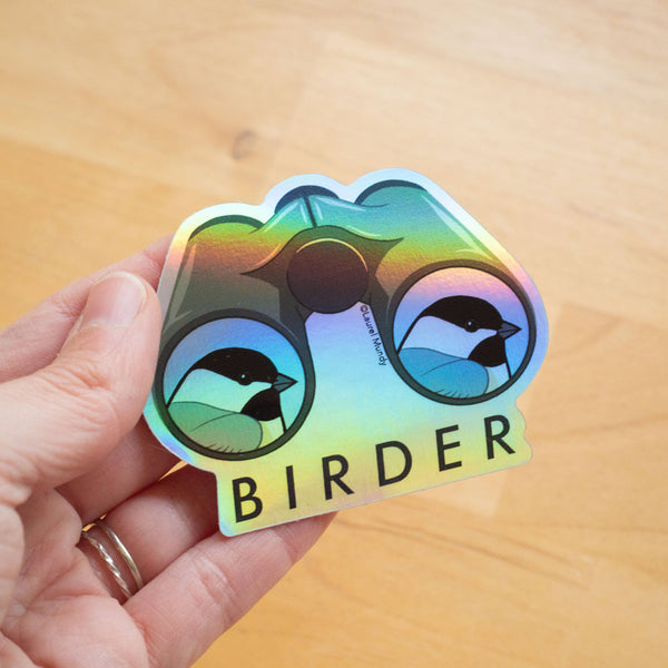 Birder 3"x2.5" Holographic Vinyl Sticker