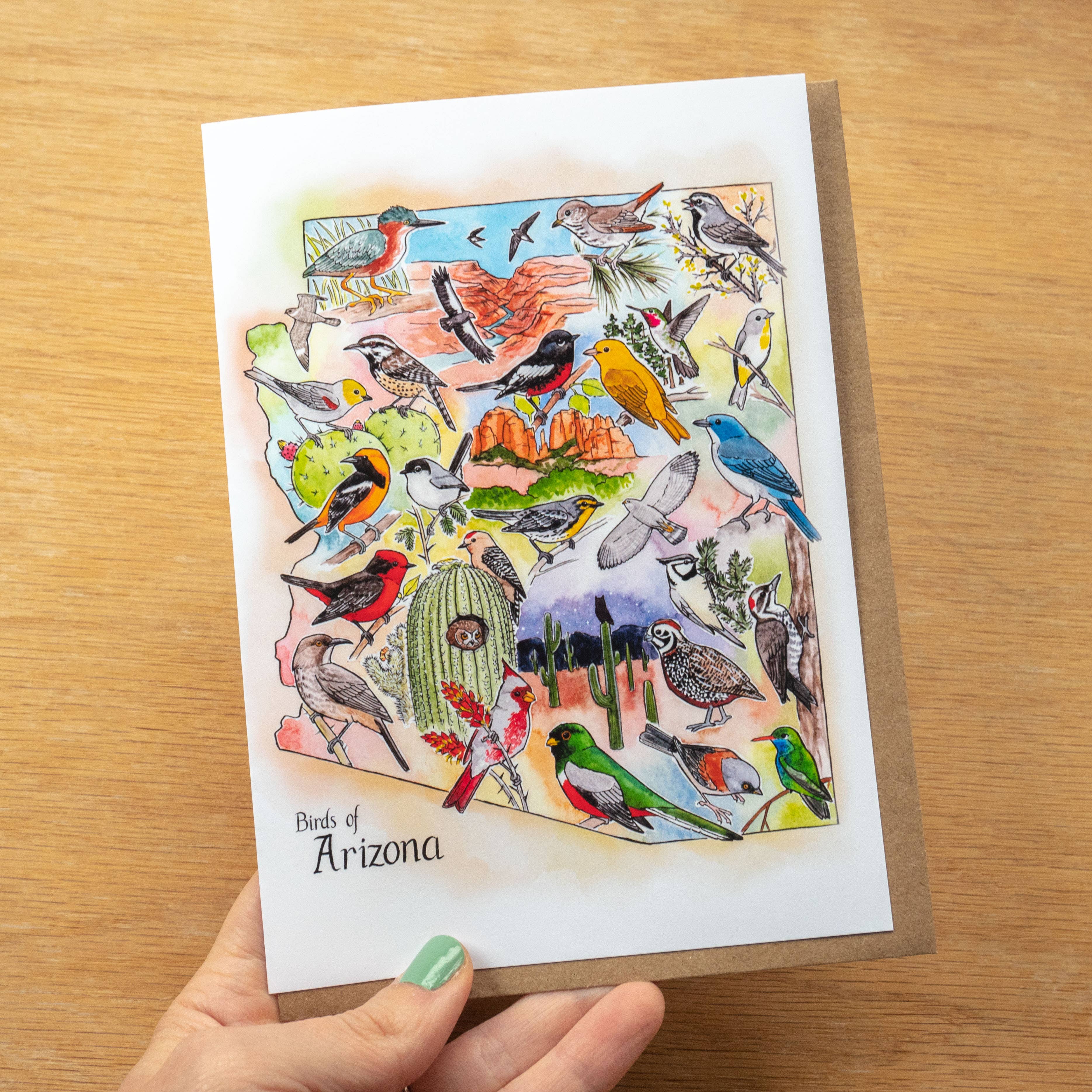 Birds of Arizona 5x7 Fine Art Card w/ 100% Recycled Envelope: No packaging