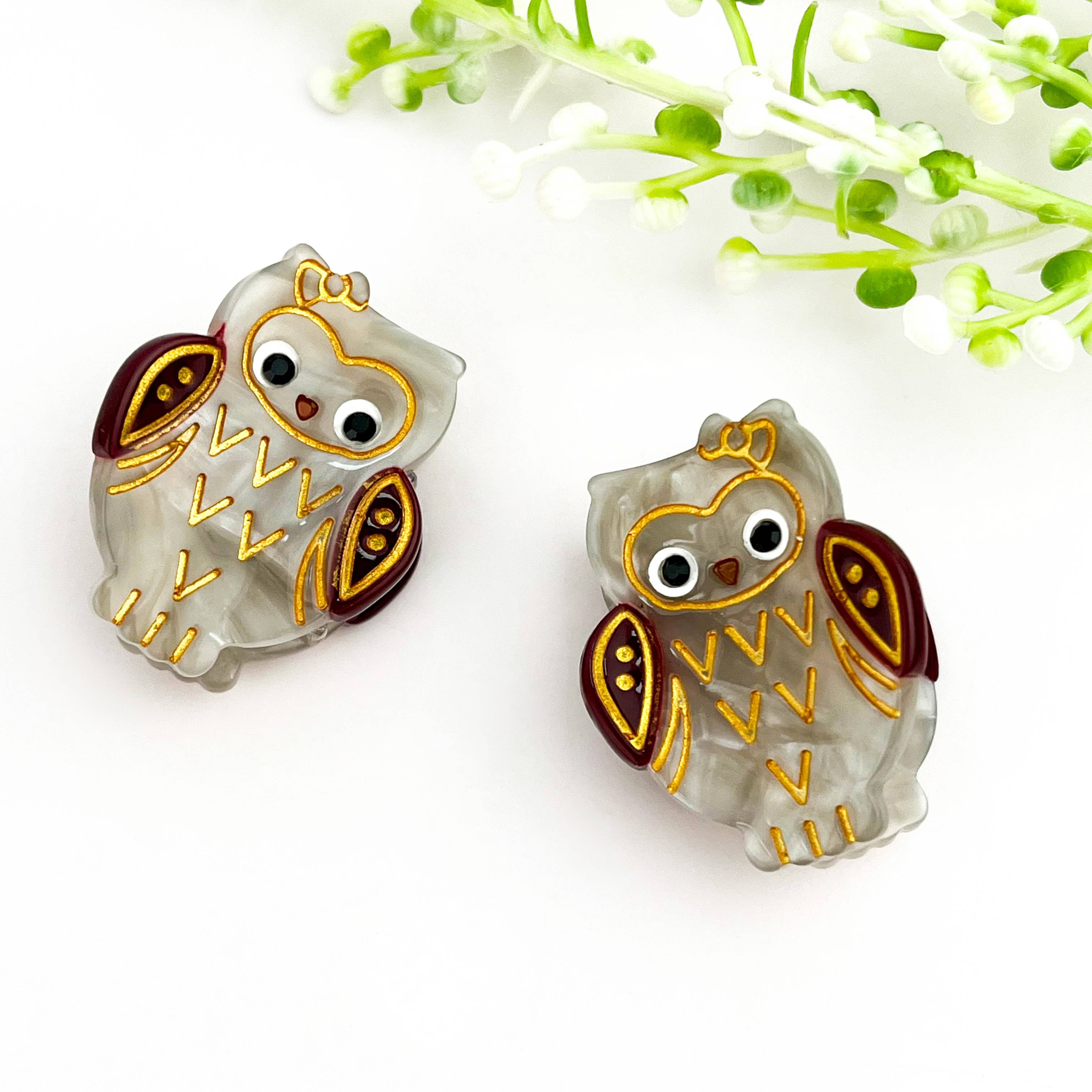 Light Grey Mini Owl Hair Clip