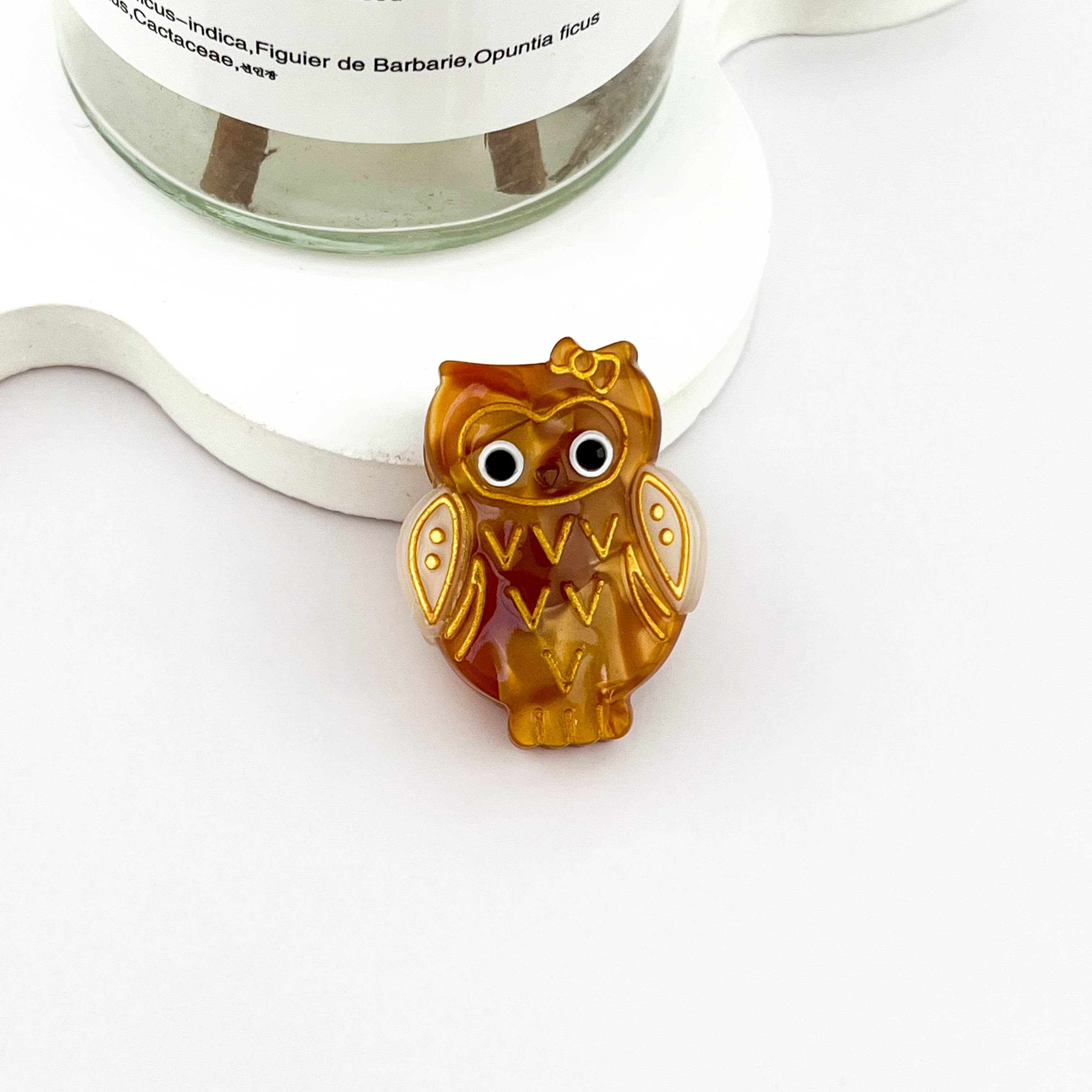 White Mini owl Hair Clip