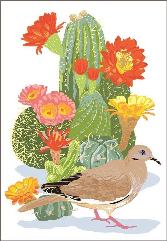 White-Winged Dove & Flowering Cactus  Greeting Card