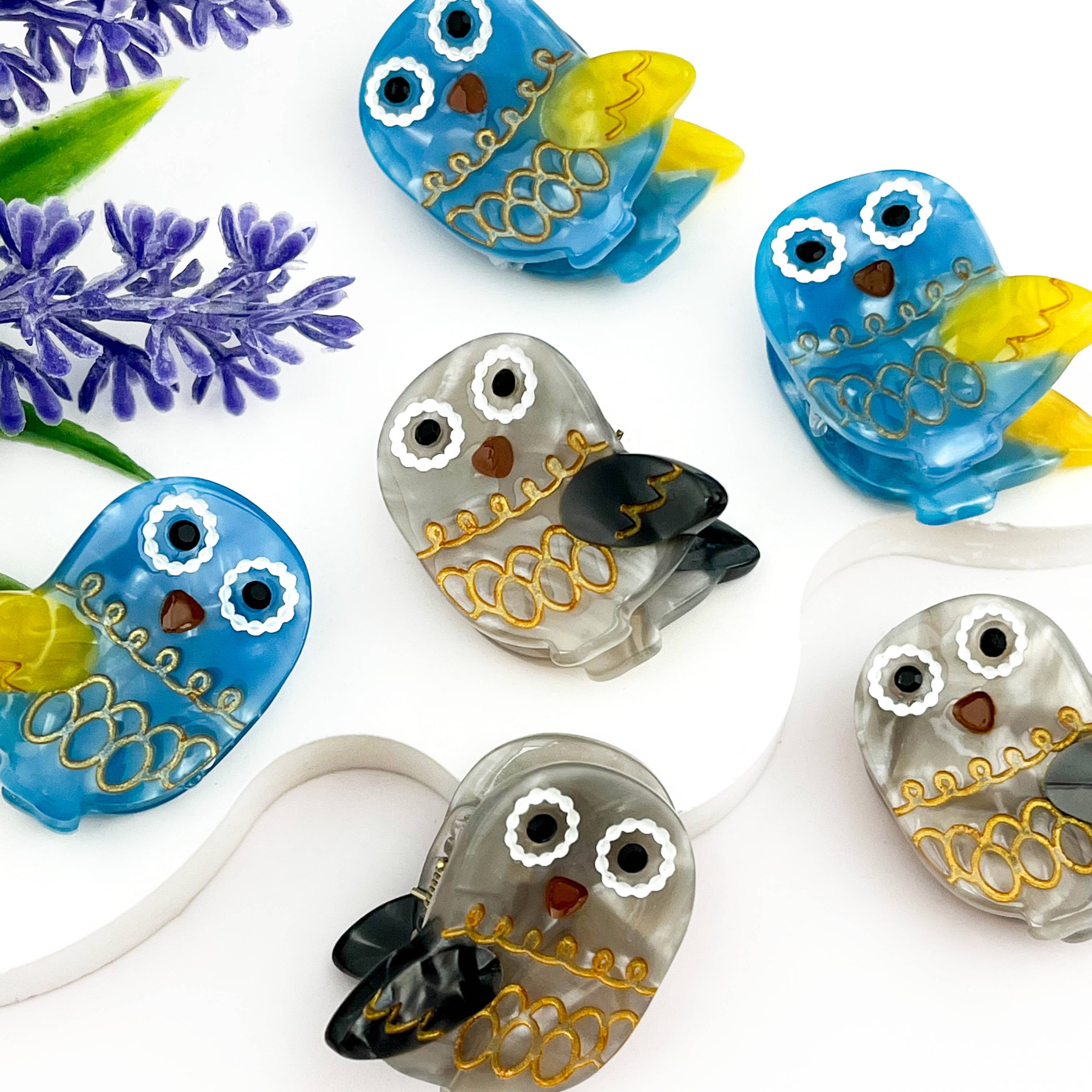 Grey Mini Owl Hair Clip