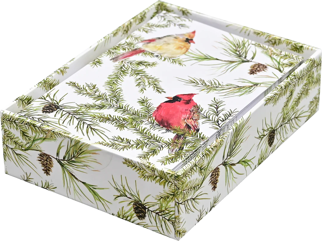Cardinals in Evergreen: Boxed Cards