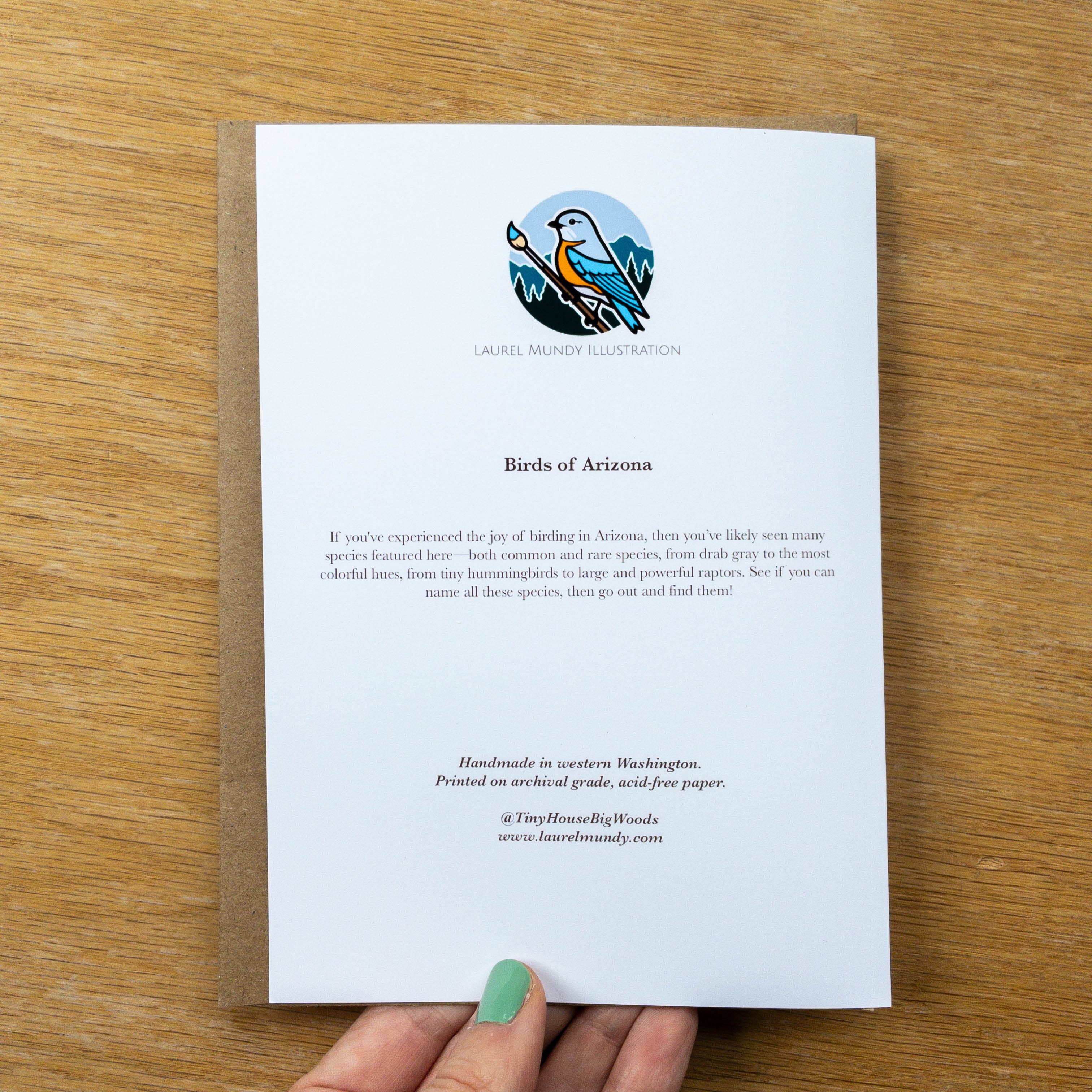 Birds of Arizona 5x7 Fine Art Card w/ 100% Recycled Envelope: No packaging