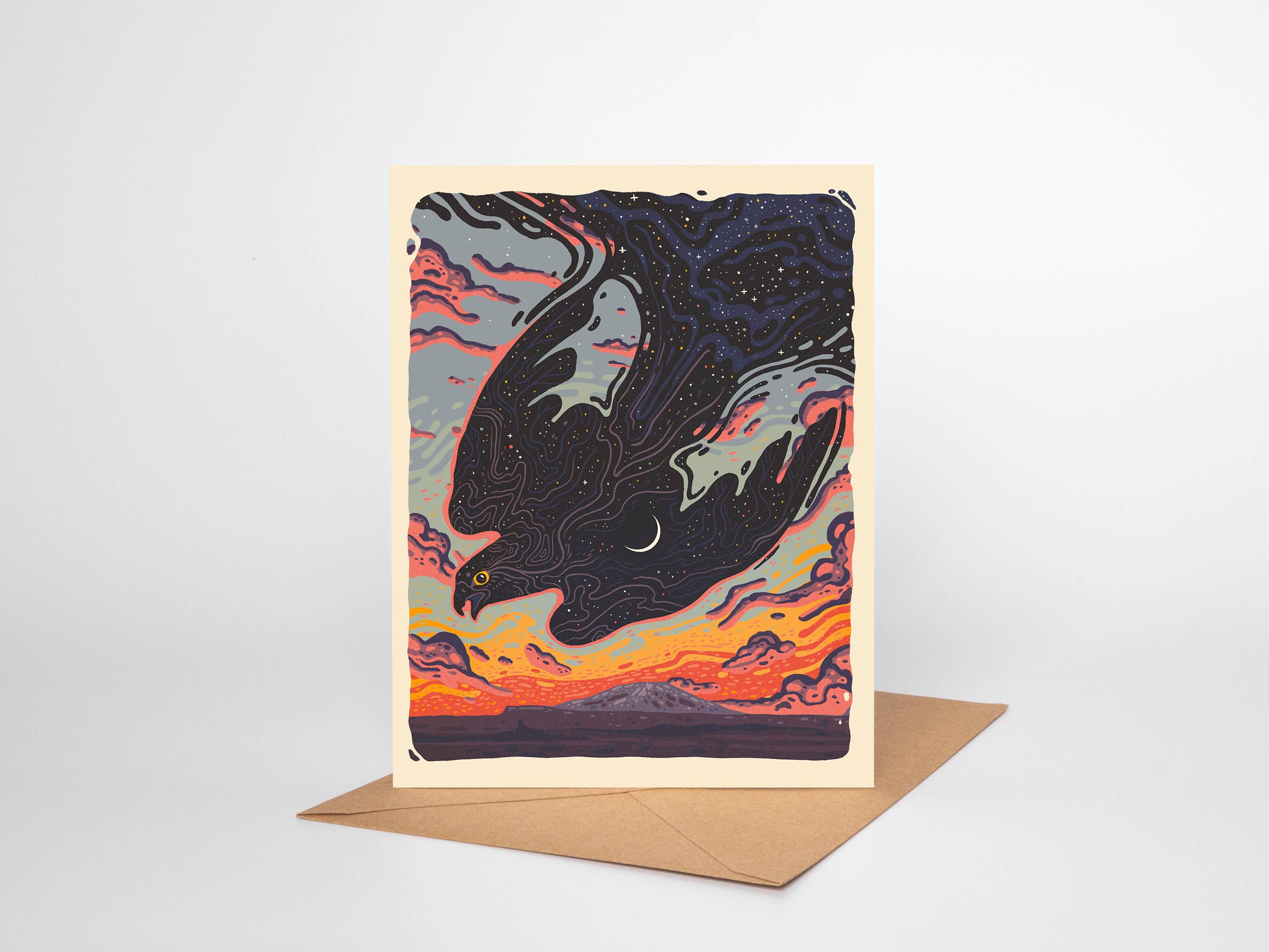 Nightfall– Blank Greeting Card Nature Illustration 
