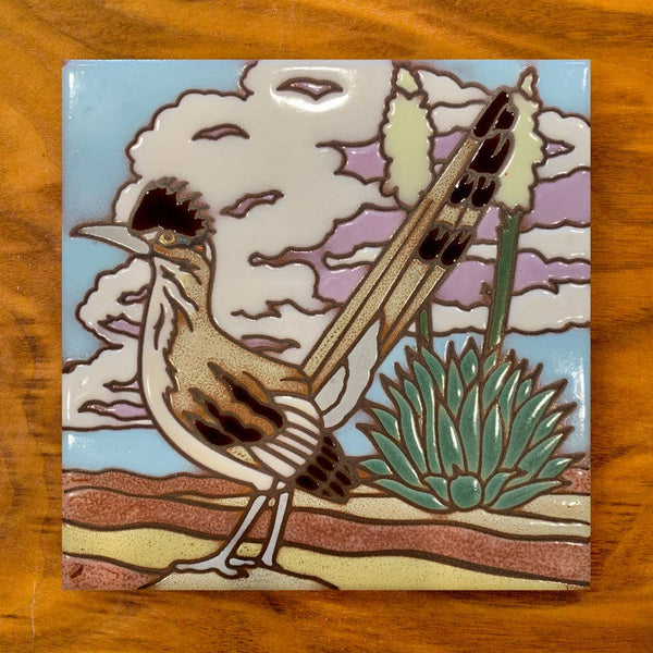 Roadrunner Hand Glazed Art Tile Trivet
