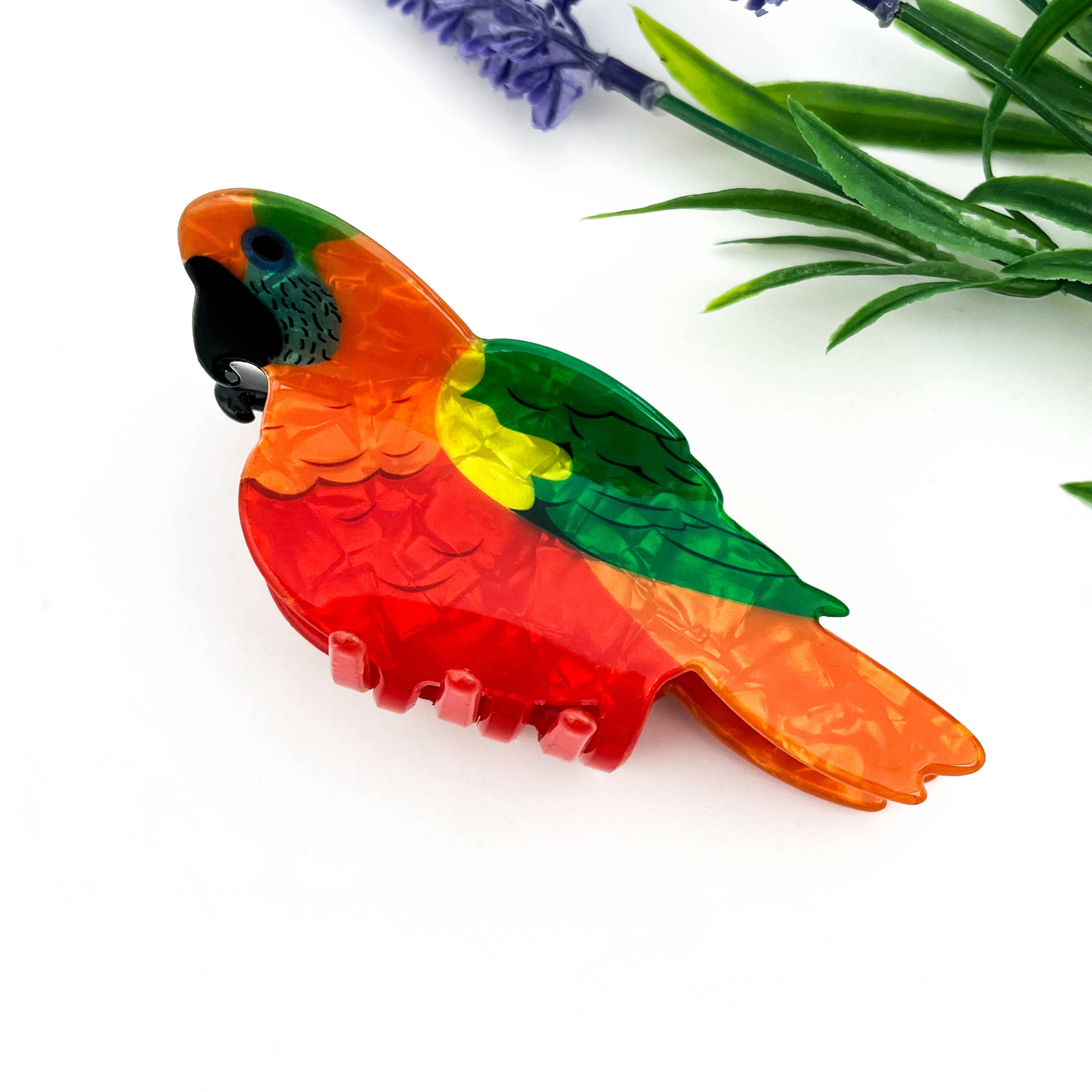 Orange Hummingbird Hair Claw