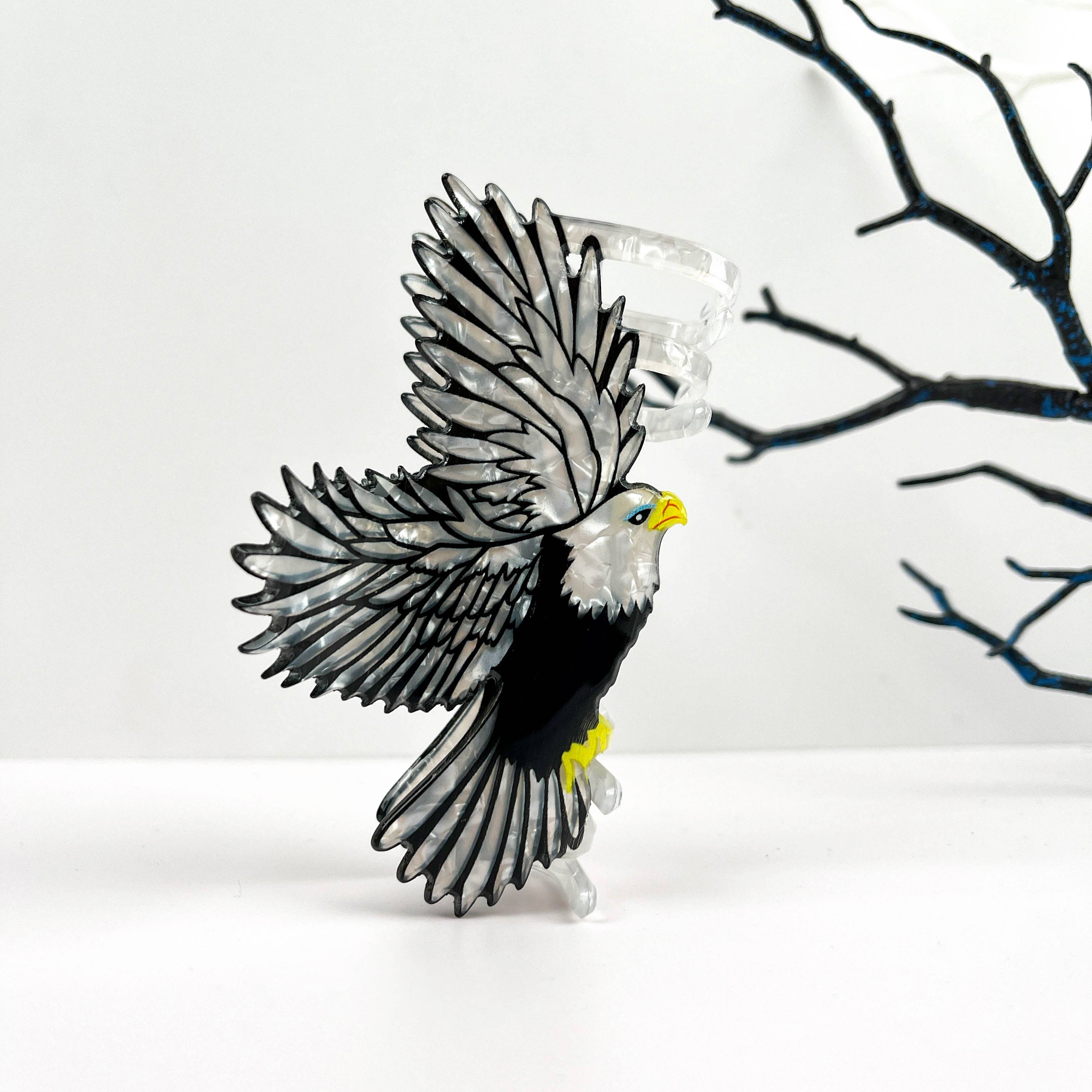 Eagle Animal Hair Claw Clip: Black