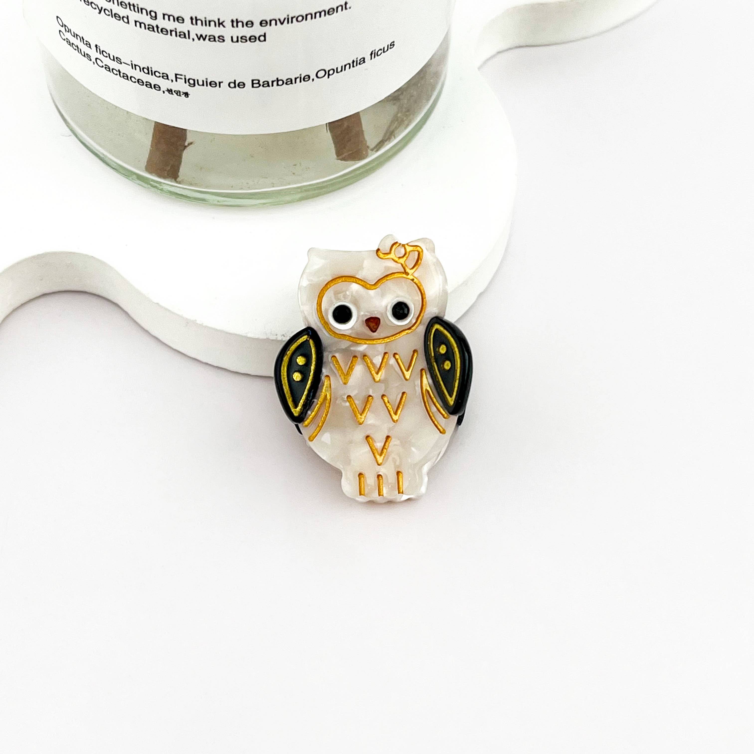 Light Grey Mini Owl Hair Clip