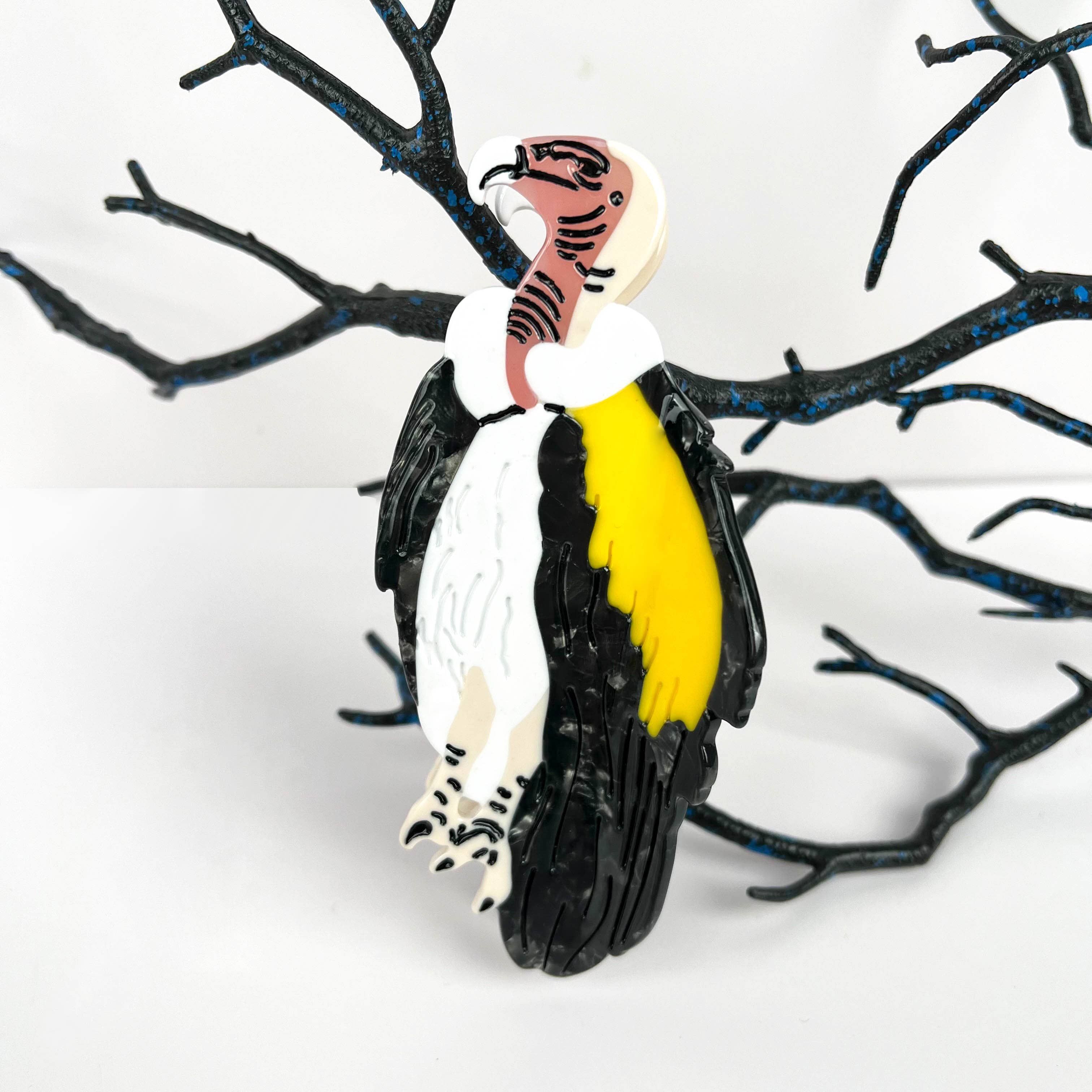 Vulture Acetate Animal Hair Claw Clip: Black