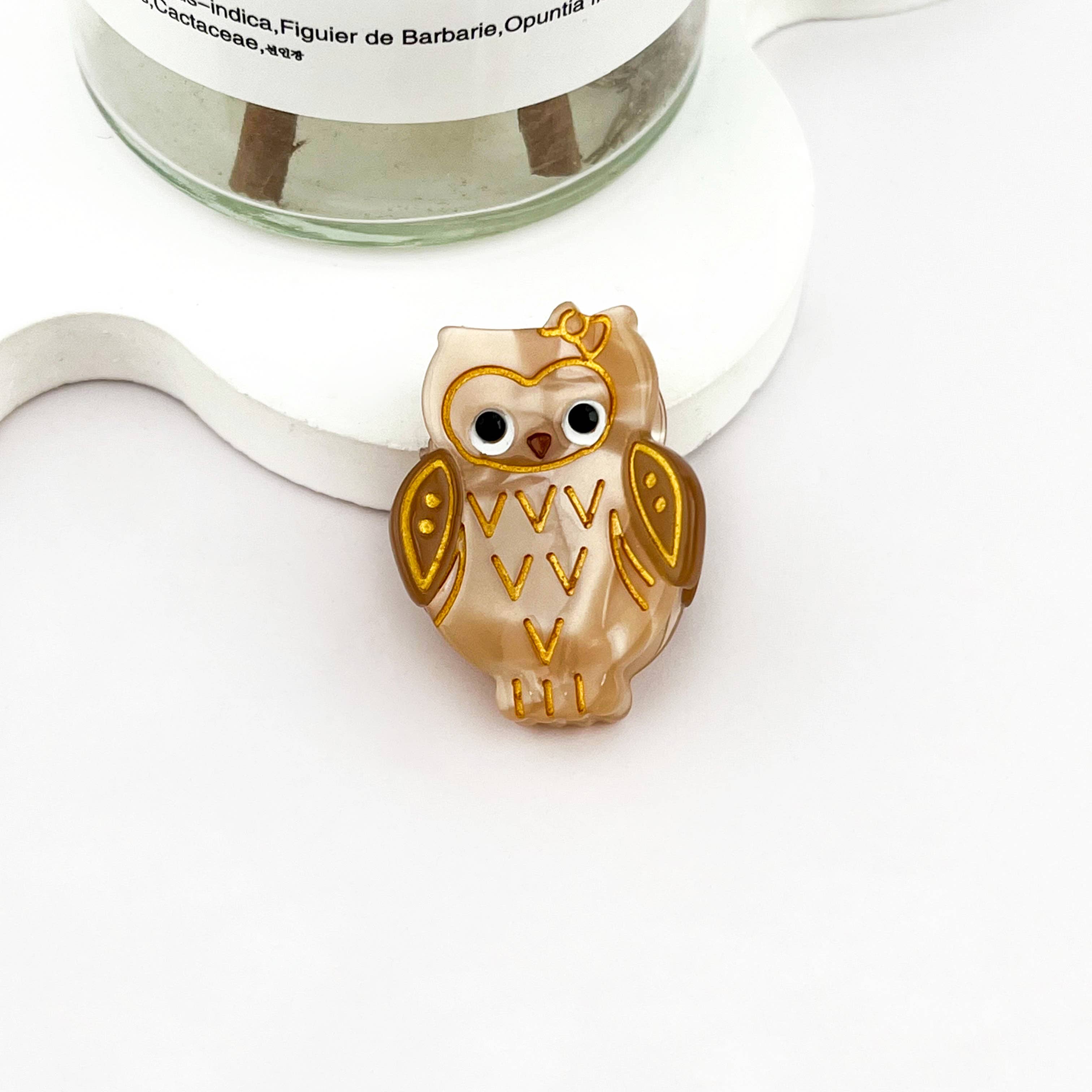 Light Grey Mini Owl Hair Clip