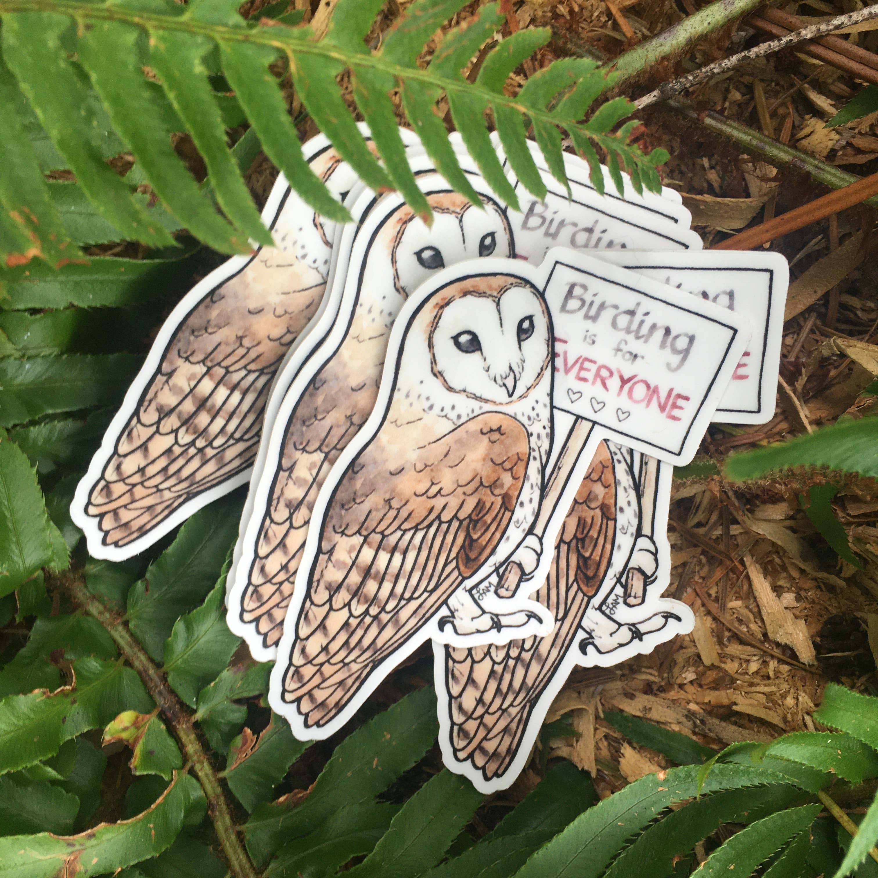 Birding Is for Everyone Barn Owl 3" Medium Vinyl Sticker
