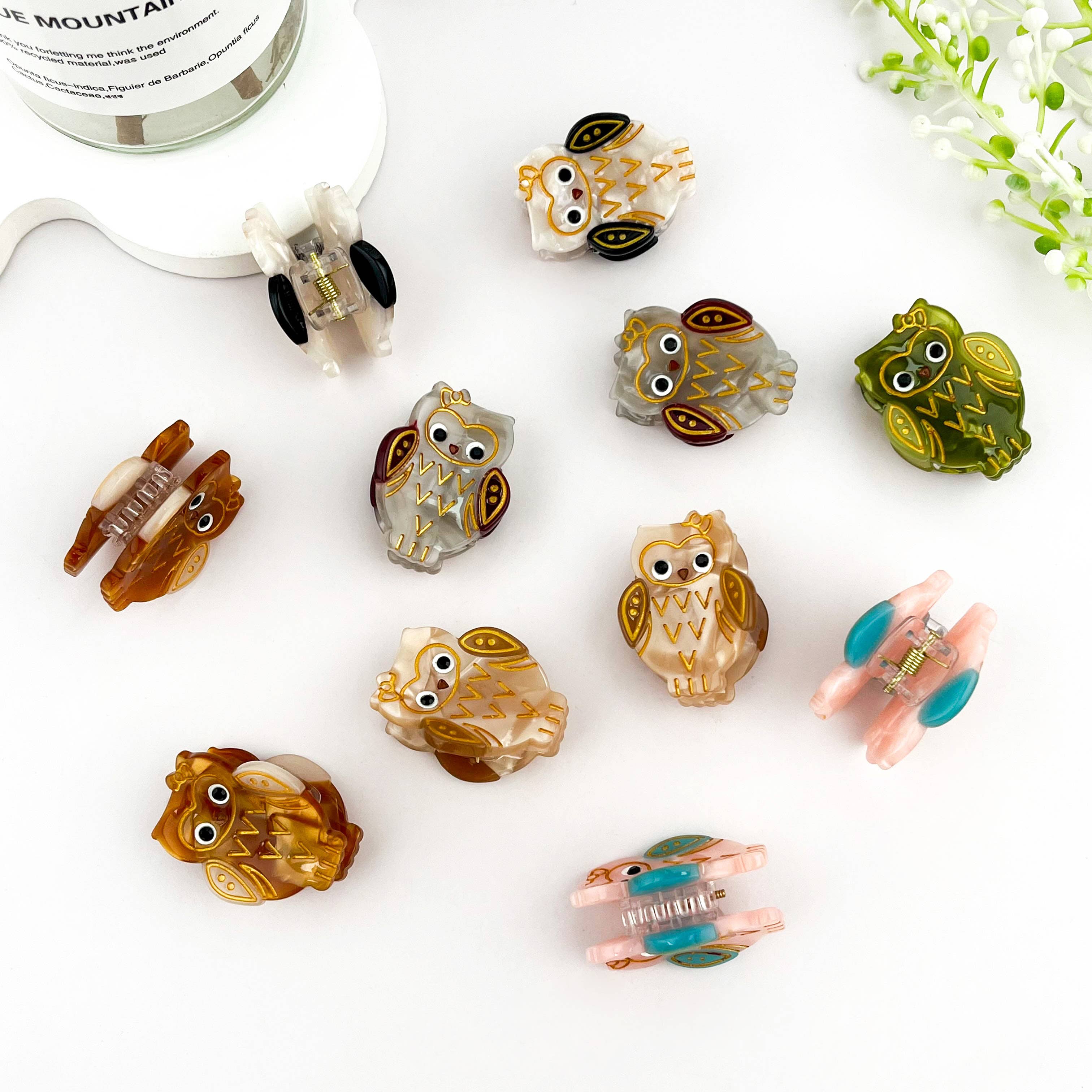 White Mini owl Hair Clip